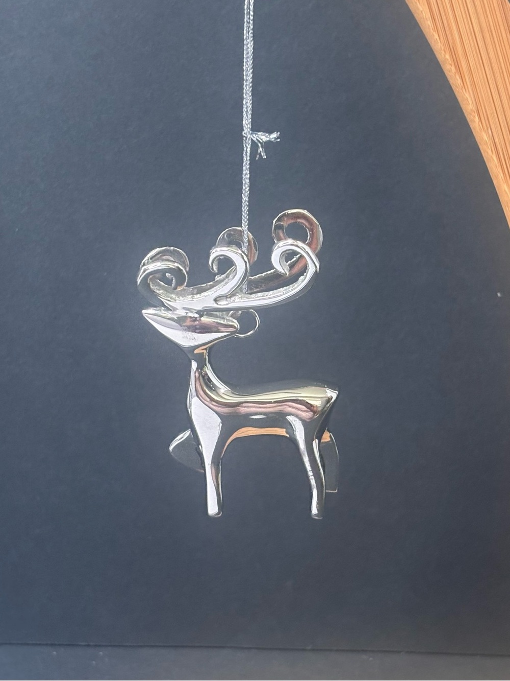 Modern Silver Tone Reindeer Christmas Ornament Sleek Minimalist Holiday Decor